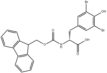 (R)-2 - (((((9H-芴-9-基)甲氧基)羰基)氨基)-3-(3,5-二溴-4-羟苯基)丙, 204693-22-1, 结构式