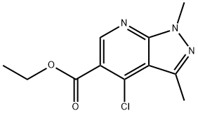 1,3-二甲基-4-氯-1H-吡唑[3,4-B]并吡啶-5-甲酸乙酯,20481-15-6,结构式