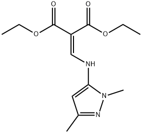 2-(((1,3-二甲基-1H-吡唑-5-基)氨基)亚甲基)丙二酸二乙酯,20481-33-8,结构式