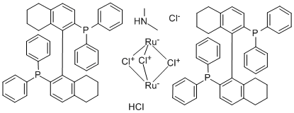 Dimethylammoniumdichlorotri(mu-chloro)bis[(R)-(+)-2,2'-bis(diphenylphosphino)-5,5',6,6',7,7',8,8'-octahydro-1,1'-binaphthyl]diruthenate(II) Struktur