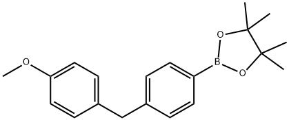 2-{4-[(4-Methoxyphenyl)methyl]phenyl}-4,4,5,5-tetramethyl-1,3,2-dioxaborolane Structure
