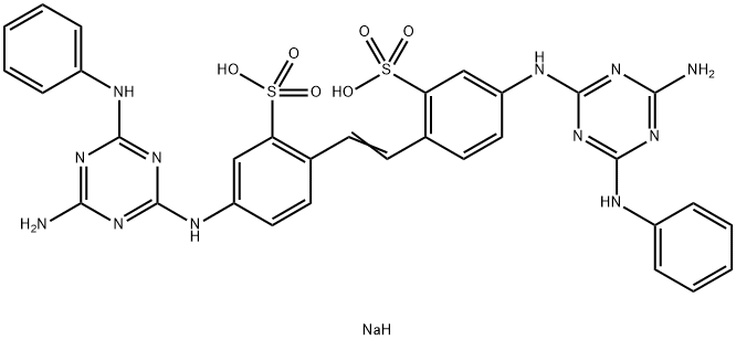 disodium 4,4'-bis[(4-amino-6-anilino-1,3,5-triazin-2-yl)amino]stilbene-2,2'-disulphonate 结构式