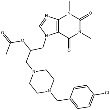 1-Piperazineethanol, 4-(p-chlorobenzyl)-alpha-(1,3-dimethyl-7-xanthiny lmethyl)-, acetate (ester) Struktur
