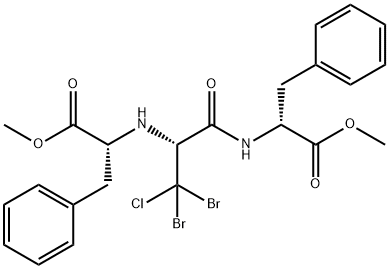 D-Phenylalanine, 3,3-dibromo-3-chloro-N-[(1R)-2-methoxy-2-oxo-1-(phenylmethyl)ethyl]alanyl-, methyl ester (9CI) 结构式