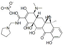 2-Naphthacenecarboxamide, 4-(dimethylamino)-1,4,4a,5,5a,6,11,12a-octahydro-3,6,10,12,12a-pentahydroxy-6-methyl-1,11-dioxo-N-(1-pyrrolidinylmethyl)-, [4S-(4alpha,4aalpha,5aalpha,6beta,12aalpha)]-, mononitrate (salt) ,20685-78-3,结构式