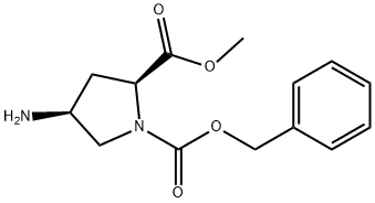 (2S,4S)-1-CBZ-4-アミノピロリジン-2-カルボン酸メチル塩酸塩 化学構造式