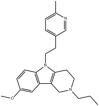 8-メトキシ-5-[2-(2-メチル-5-ピリジル)エチル]-2-プロピル-2,3,4,5-テトラヒドロ-1H-ピリド[4,3-b]インドール 化学構造式