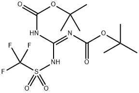 1,3-ビス(tert-ブトキシカルボニル)-2-(トリフルオロメタンスルホニル)グアニジン 化学構造式