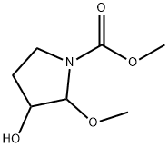1-Pyrrolidinecarboxylic  acid,  3-hydroxy-2-methoxy-,  methyl  ester 结构式