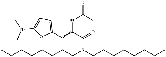 2-Propenamide,  2-(acetylamino)-3-[5-(dimethylamino)-2-furanyl]-N,N-dioctyl- 结构式