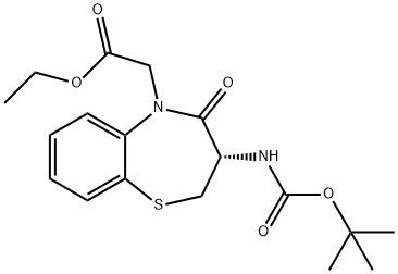 (3S)-3-[[叔丁氧羰基]氨基]-3,4-二氢-4-氧代-1,5-苯并硫氮杂卓-5(2H)-乙酸乙酯,209683-27-2,结构式