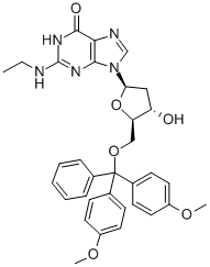 5'-O-(DIMETHOXYTRITYL)-N2-ETHYL-2'-DEOXYGUANOSINE 结构式