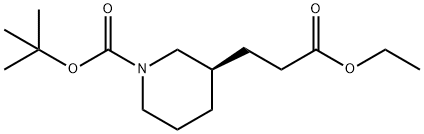 3-(3-乙氧基-3-氧代丙基)哌啶-1-甲酸叔丁酯 结构式