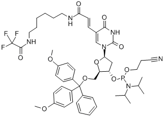 5-[E-2-[N-[6-(TRIFLUOROACETAMIDO)HEXYL]CARBOXAMIDO]VINYL]-5'- O-(4,4'-DIMETHOXYTRITYL)-2'-DEOXYURIDINE, 3'-[(2-CYANOETHYL)-(N,N-DIISOPROPYL)]PHOSPHORAMIDITE|AMINO-MODIFIER C6 DT 亚磷酰胺单体