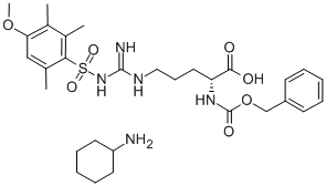 N5-[亚氨基[[(4-甲氧基-2,3,6-三甲基苯基L)磺酰基]氨基]甲基]-N2-[苄氧羰基]-D-鸟氨酸环己基铵盐,210557-94-1,结构式