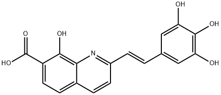 7-Quinolinecarboxylic acid, 8-hydroxy-2-[(1E)-2-(3,4,5-trihydroxyphenyl)ethenyl]- Structure