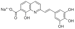 (E)-8-羟基-2-[2-(3,4,5-三羟基苯基)乙烯基]-7-喹啉甲酸钠, 210890-96-3, 结构式