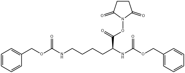 [(S)-1-[(2,5-ジオキソ-1-ピロリジニル)オキシ]-1,5-ペンタンジイル]ビス(カルバミド酸ベンジル) 化学構造式