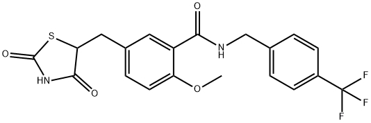 5-[(2,4-DIOXO-1,3-THIAZOLIDIN-5-YL)METHYL]-2-METHOXY-N-[4-(TRIFLUOROMETHYL)BENZYL]BENZAMIDE Structure