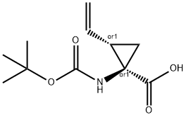 Cyclopropanecarboxylic acid, 1-[[(1,1-dimethylethoxy)carbonyl]amino]-2-ethenyl-, (1R,2S)-rel- Struktur