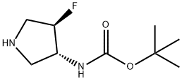 Carbamic acid, [(3R,4R)-4-fluoro-3-pyrrolidinyl]-, 1,1-dimethylethyl ester (9CI) 化学構造式