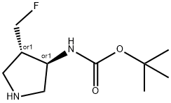 Carbamic acid, [(3R,4S)-4-(fluoromethyl)-3-pyrrolidinyl]-, 1,1-dimethylethyl 结构式