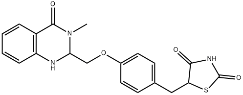 5-[[4-[(1,2,3,4-四氢-3-甲基-4-氧代-2-喹唑啉基)甲氧基]苯基]甲基]-2,4-噻唑烷二酮,214285-55-9,结构式