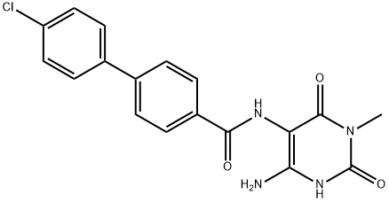 [1,1-Biphenyl]-4-carboxamide,  N-(4-amino-1,2,3,6-tetrahydro-1-methyl-2,6-dioxo-5-pyrimidinyl)-4-chloro- Struktur