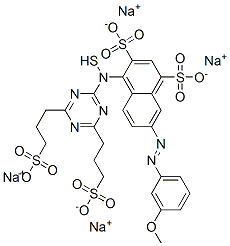 1,3-Naphthalenedisulfonic acid, 7-4-4,6-bis(3-sulfopropyl)thio-1,3,5-triazin-2-ylamino-3-methoxyphenylazo-, tetrasodium salt|