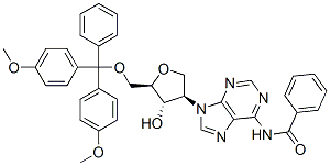 N-(9-((3R,4S,5R)-5-((BIS(4-METHOXYPHENYL)(PHENYL)METHOXY)METHYL)-4-HYDROXYTETRAHYDROFURAN-3-YL)-9H-PURIN-6-YL)BENZAMIDE 结构式