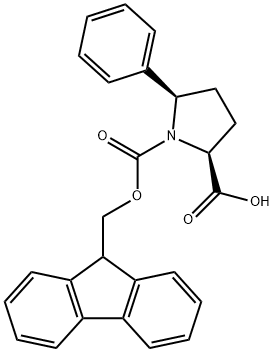 (2S,5R)-FMOC-5-PHENYL-PYRROLIDINE-2-CARBOXYLIC ACID 化学構造式