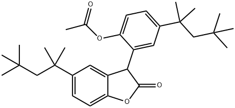 2(3H)-Benzofuranone, 3-[2-(acetyloxy)-5-(1,1,3,3-tetramethylbutyl)phenyl]-5-(1,1,3,3-tetramethylbutyl)- Struktur