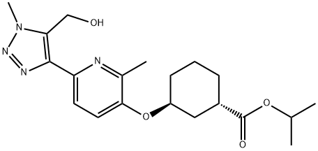 Cyclohexanecarboxylic acid, 3-[[6-[5-(hydroxymethyl)-1-methyl-1H-1,2,3-triazol-4-yl]-2-methyl-3-pyridinyl]oxy]-, 1-methylethyl ester, (1S,3S)- Structure