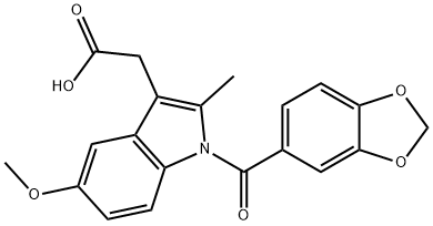1-(1,3-Benzodioxol-5-ylcarbonyl)-5-methoxy-2-methyl-1H-indole-3-acetic acid,21722-66-7,结构式
