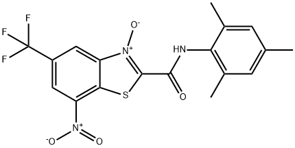 2-[(MESITYLAMINO)CARBONYL]-7-NITRO-5-(TRIFLUOROMETHYL)-1,3-BENZOTHIAZOL-3-IUM-3-OLATE,217317-46-9,结构式