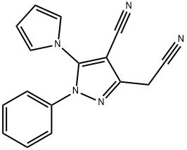 3-(cyanomethyl)-1-phenyl-5-(1H-pyrrol-1-yl)-1H-pyrazole-4-carbonitrile 结构式