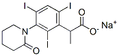 2-[3-(2-オキソピペリジノ)-2,4,6-トリヨードフェニル]プロピオン酸ナトリウム 化学構造式