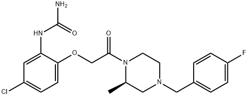 (R)-1-(5-氯-2-(2-(4-(4-氟苄基)-2-甲基哌嗪-1-基)-2-氧代乙氧基)苯基)脲, 217645-70-0, 结构式