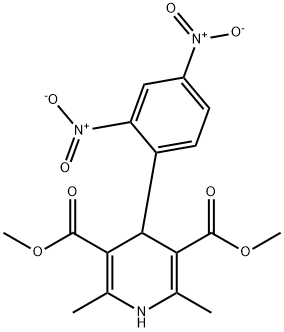 1,4-dihydro-2,6-dimethyl-4-(2,4-dinitrophenyl)-3,5-pyridinedicarboxylic acid dimethyl ester 化学構造式