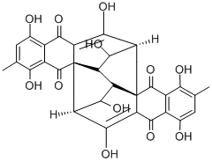 Rugulosin, 8,8'-dihydroxy-, (1S,1'S,2R,2'R,3S,3'S,9aR,9'aR)- Structure