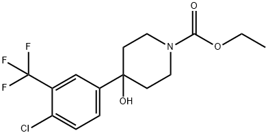 4-[4-クロロ-3-(トリフルオロメチル)フェニル]-4-ヒドロキシ-1-ピペリジンカルボン酸エチル 化学構造式