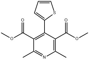2,6-二甲基-4-(2-噻吩基)-3,5-吡啶二甲酸二甲酯 结构式