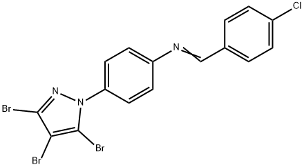 N1-(4-CHLOROBENZYLIDENE)-4-(3,4,5-TRIBROMO-1H-PYRAZOL-1-YL)ANILINE 结构式