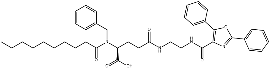 5- [苄基-[2-[（2,5-二苯基-1,3-恶唑-4-羰基）氨基]乙基]氨基] -2-（癸酰氨基）-5-氧戊酸,219905-91-6,结构式