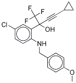 rac 5-Chloro-a-(cyclopropylethynyl)-2-[[(4-methoxyphenyl)methyl]amino]-a-(trifluoromethyl)-benzenemethanol Struktur