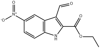 3-甲酰基-5-硝基-1H-吲哚-2-甲酸乙酯 结构式