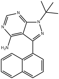 4 -氨基- 1 -叔丁基- 3 -(1' -萘基)吡唑并[3,4 - D]嘧啶,221243-82-9,结构式