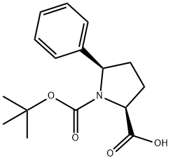 (2S,5R)-1-(TERT-ブチルトキシカルボニル)-5-フェニルピロリジン-2-カルボン酸 化学構造式
