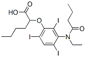 2-[[3-(N-エチルブタノイルアミノ)-2,4,6-トリヨードフェニル]オキシ]ヘキサン酸 化学構造式