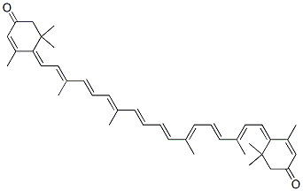 (4E)-3,5,5-trimethyl-4-[(2E,4E,6E,8E,10E,12E,14E,16E,18E)-3,7,12,16-te tramethyl-18-(2,6,6-trimethyl-4-oxo-1-cyclohex-2-enylidene)octadeca-2, 4,6,8,10,12,14,16-octaenylidene]cyclohex-2-en-1-one,2231-40-5,结构式